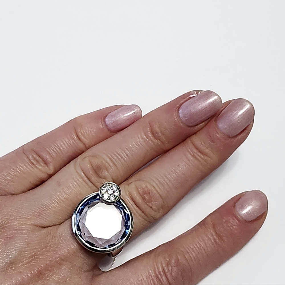 New Sterling silver round blue ring sz 6.5 - Picture 10 of 10